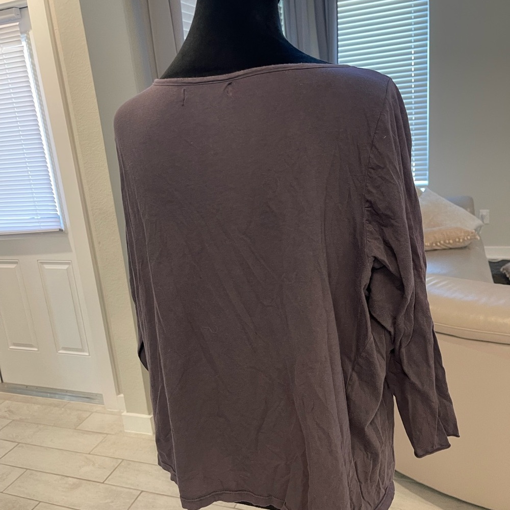Blue fish faded organic cotton blouse top lagenlook Sz 1/S/M - Picture 3 of 7
